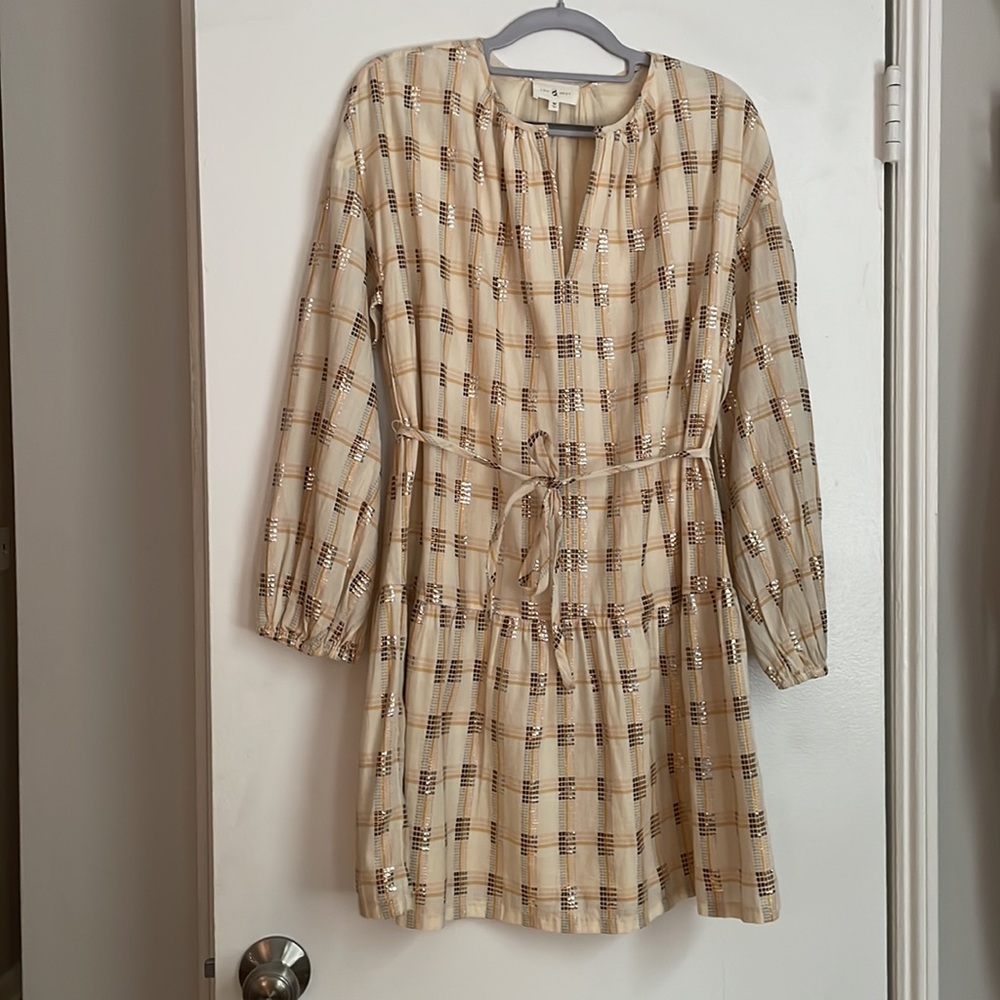 Lou & Grey golden hour dress in beige lurex